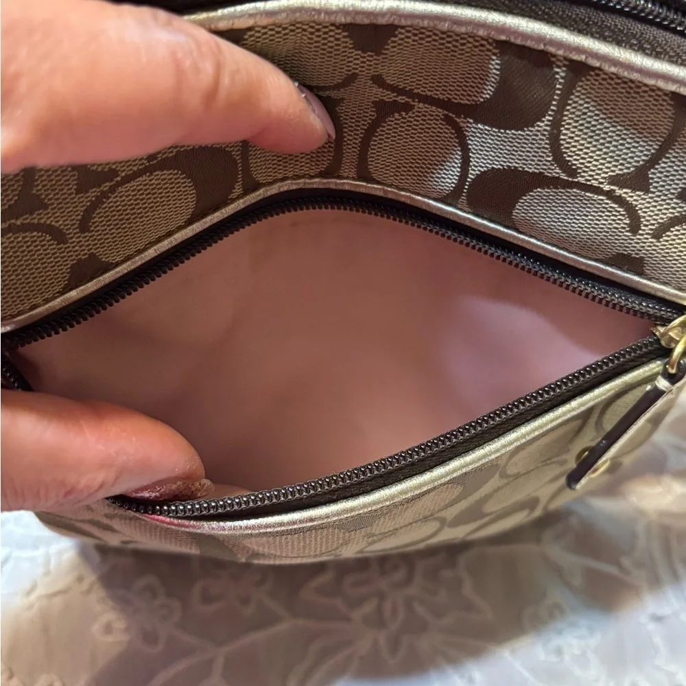 Coach Tan and Yellow Floral Crossbody Bag